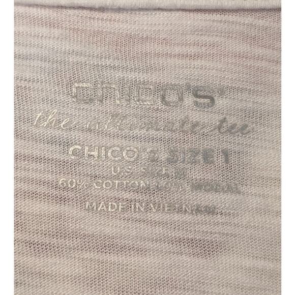 Chico's Sharkbite Hem White V-Neck 'The Ultimate Tee' Chico's Sz 1 (US M) - Picture 3 of 9